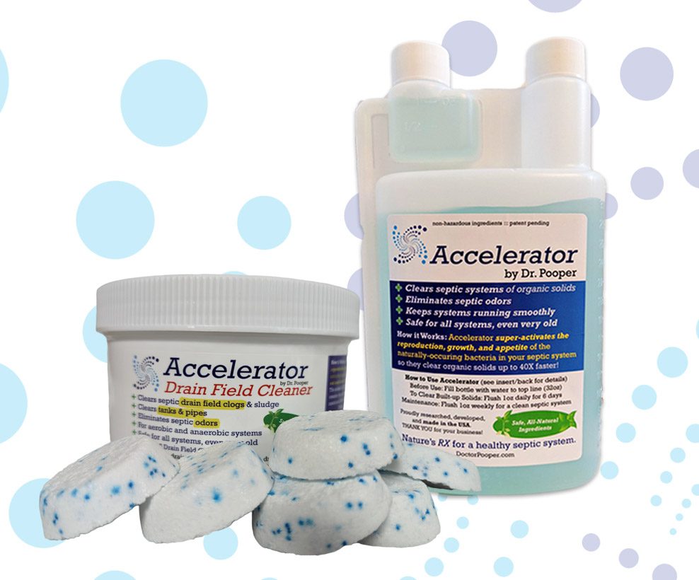 Accelerator by Dr. Pooper® Liquid and Drain Field Cleaner tablets